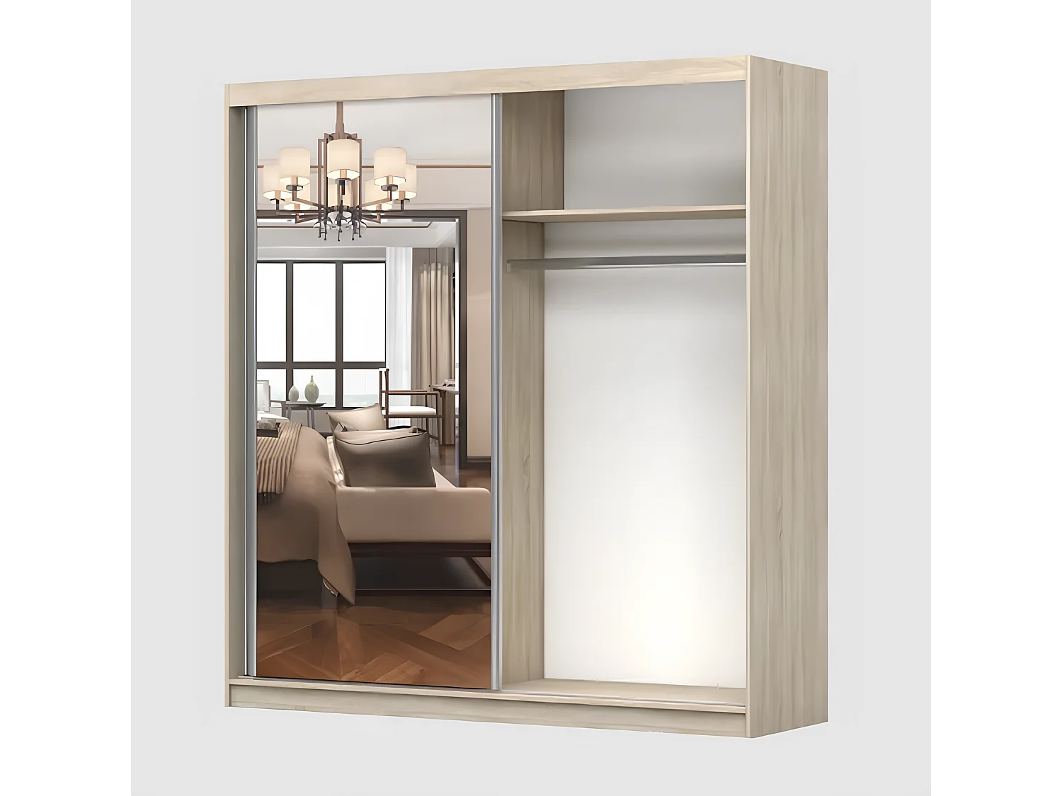 Armoire Solènea 203 cm avec miroir - Noir