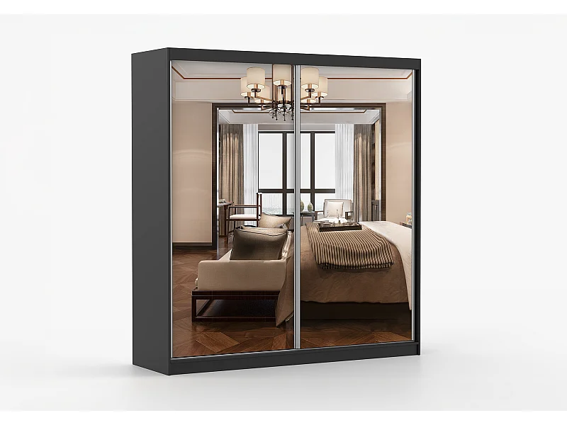 Armoire Solènea 203 cm avec miroir - Noir