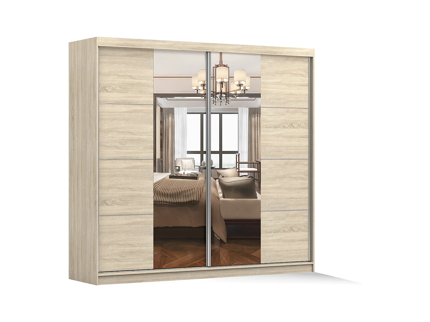 Armoire Violeta 233 cm avec miroir - Chêne