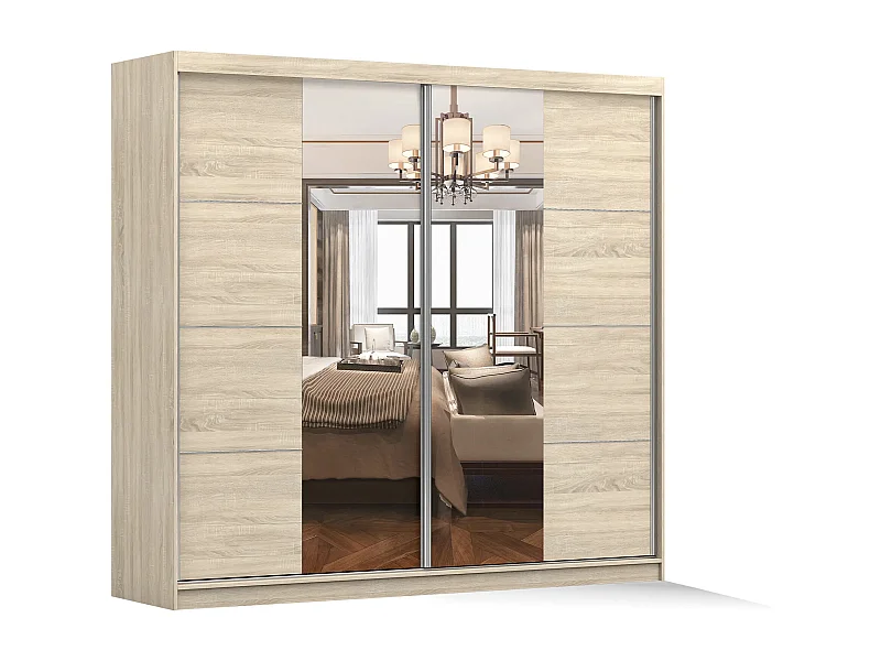 Armoire Violeta 233 cm avec miroir - Chêne