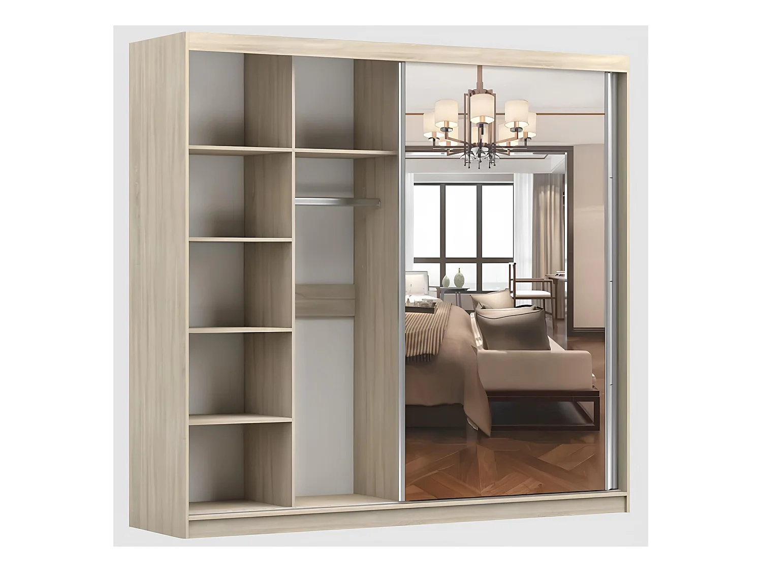 Armoire Célestine 233 cm avec miroir - Blanc