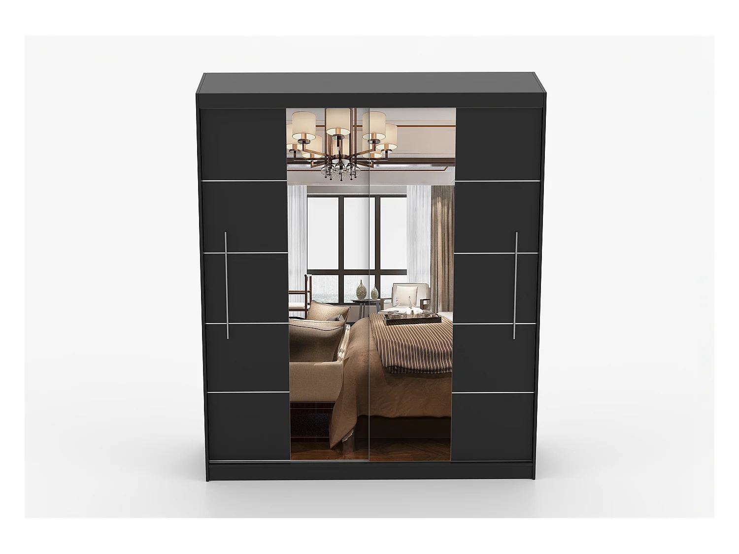 Armoire Orelia 203 cm avec miroir - Noir