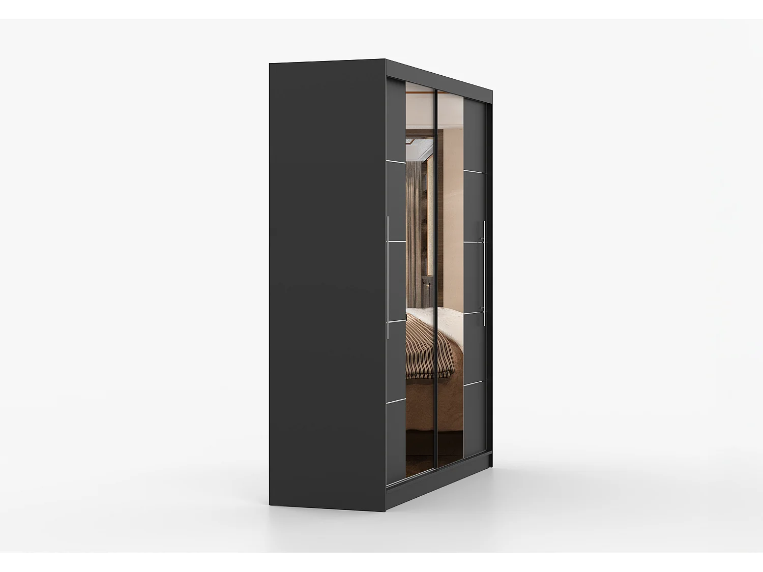 Armoire Orelia 203 cm avec miroir - Noir
