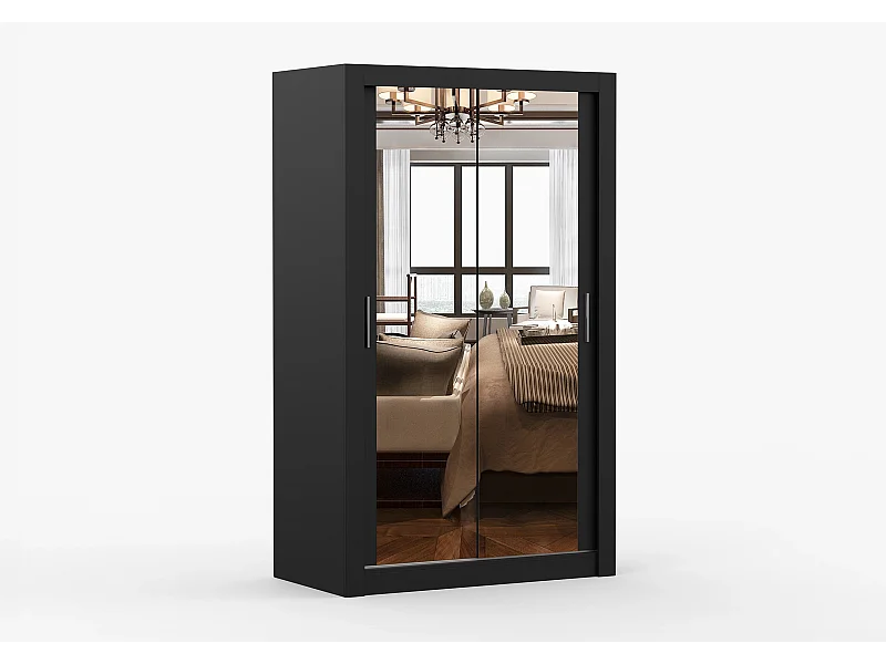 Armoire Mirella 120 cm avec miroir - Noir