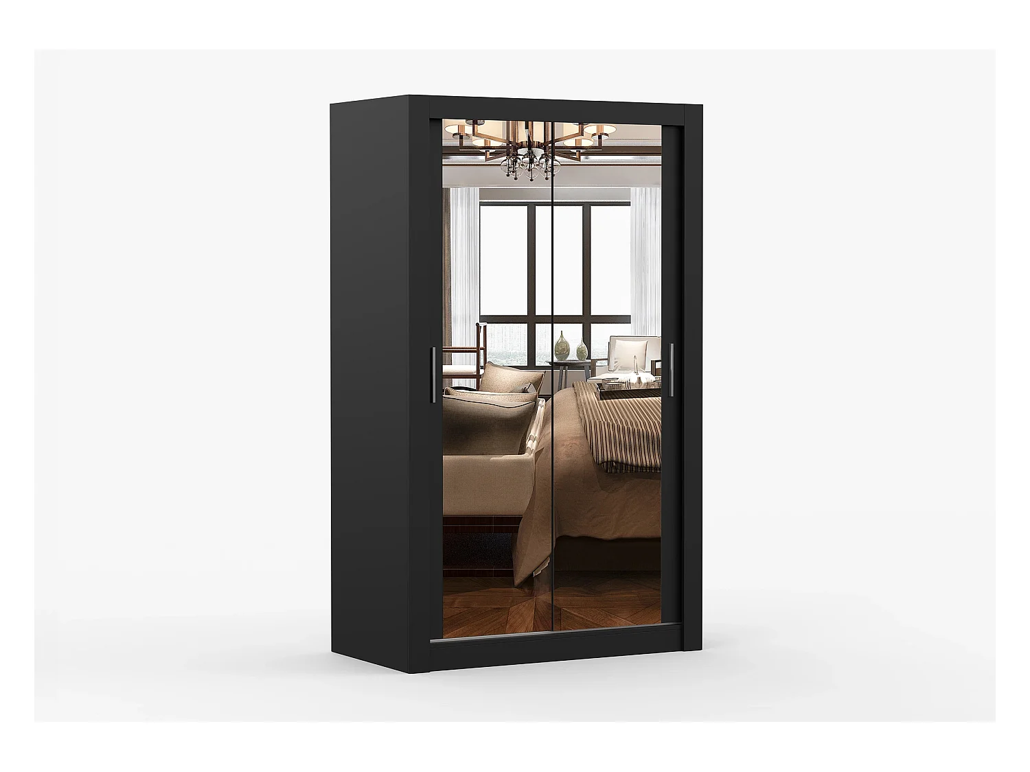 Armoire Mirella 120 cm avec miroir - Noir