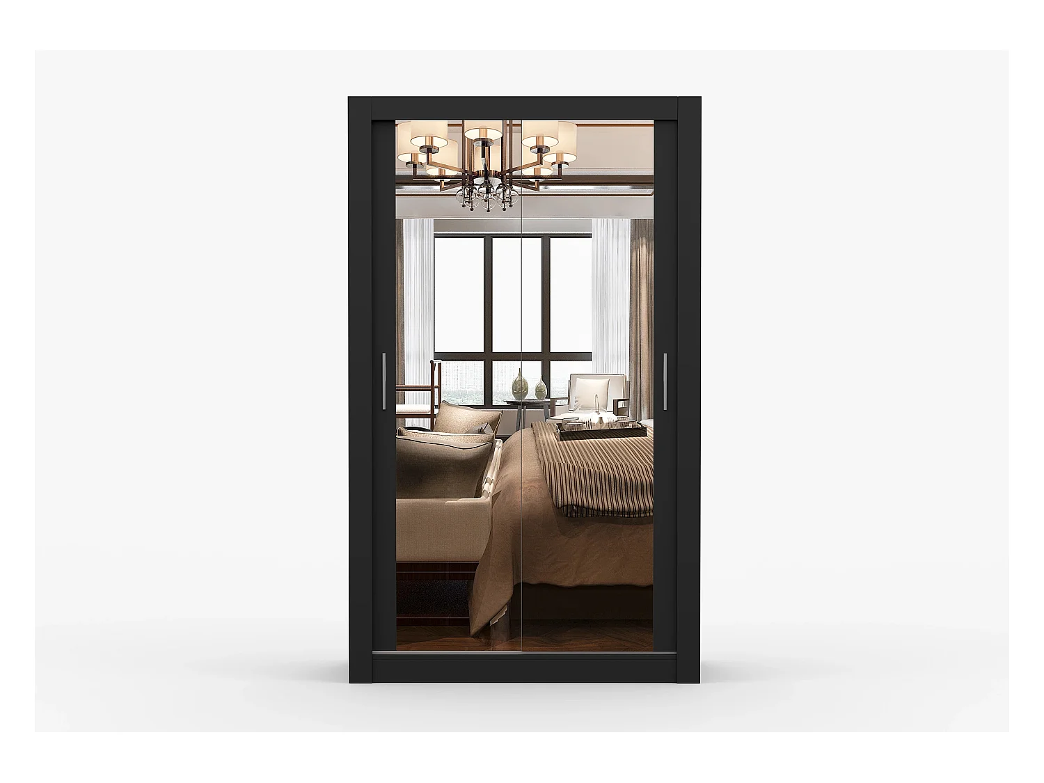 Armoire Mirella 120 cm avec miroir - Noir