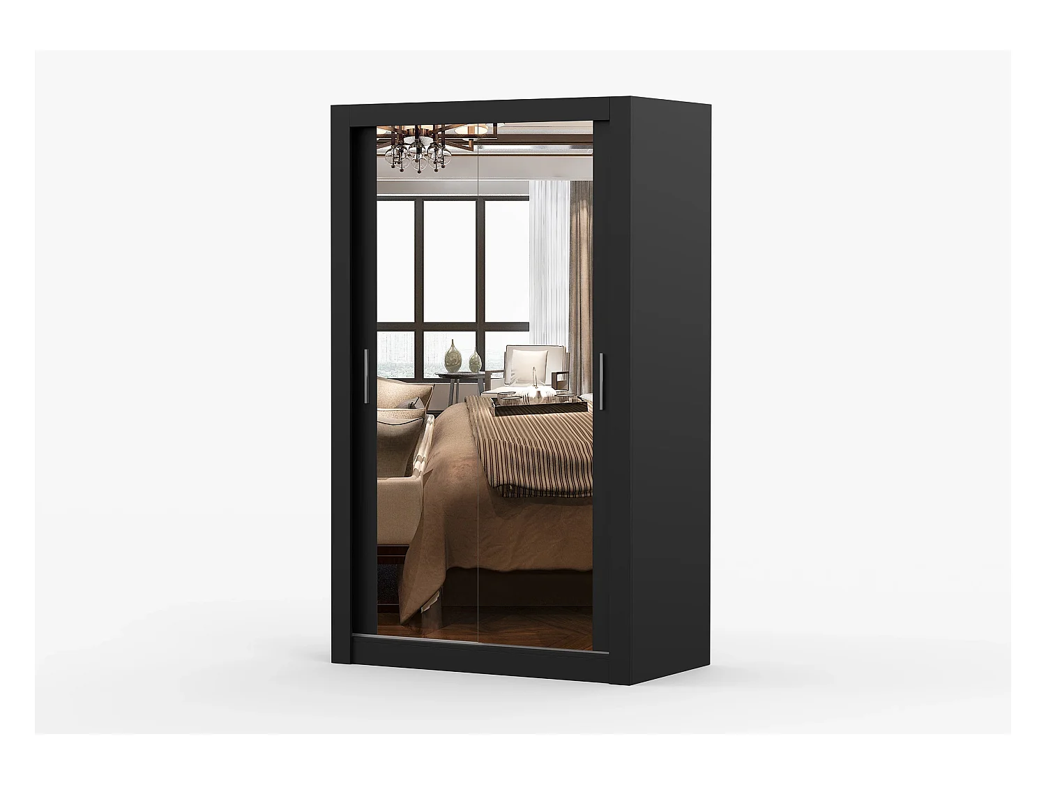 Armoire Mirella 120 cm avec miroir - Noir