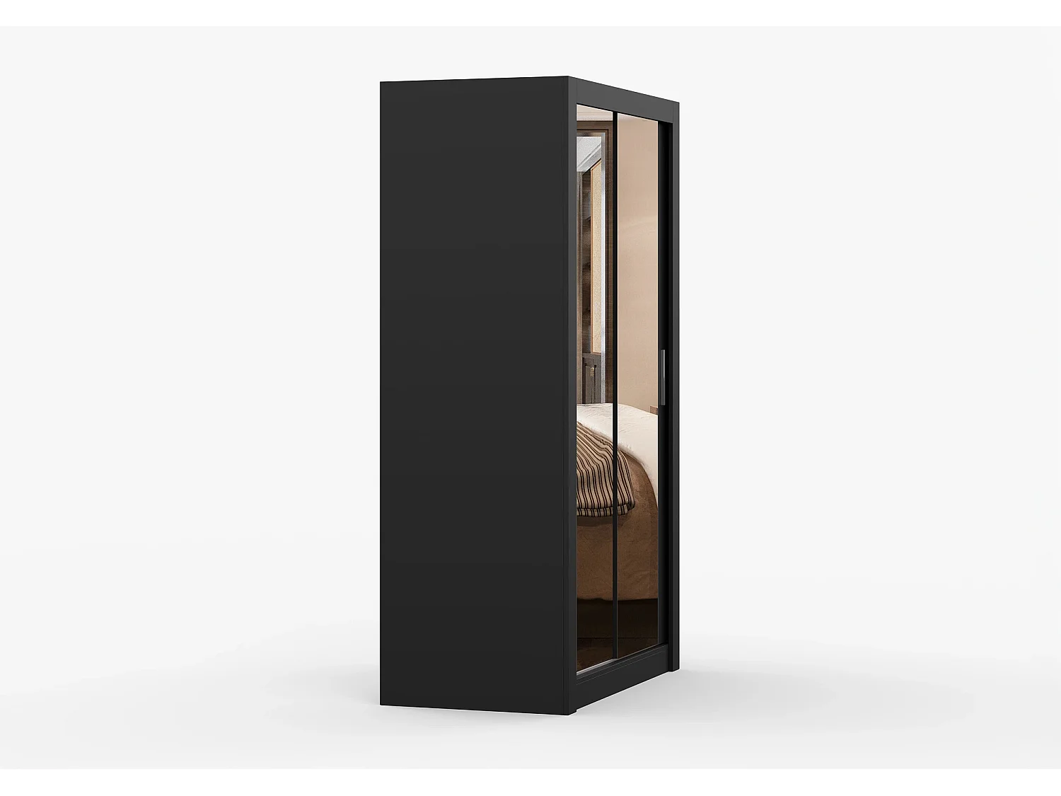 Armoire Mirella 120 cm avec miroir - Noir