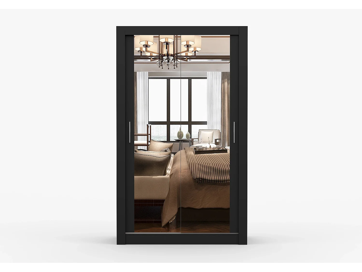 Armoire Mirella 120 cm avec miroir - Noir