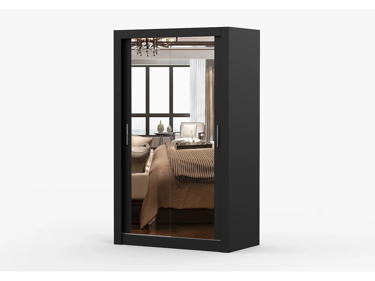 Armoire Mirella 120 cm avec miroir - Noir