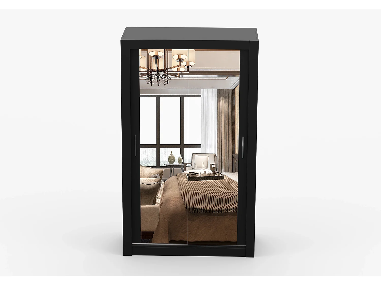 Armoire Mirella 120 cm avec miroir - Noir