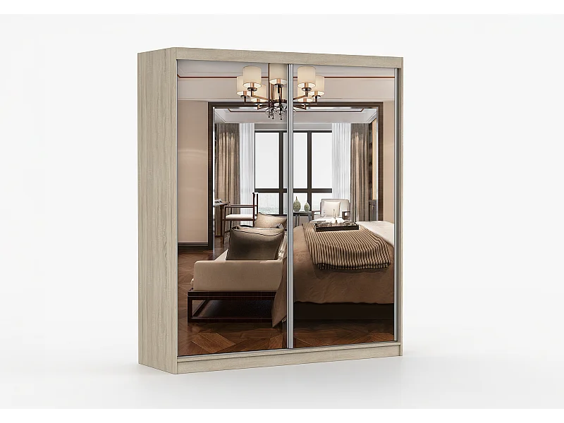 Armoire Solènea 183 cm avec miroir - Chêne