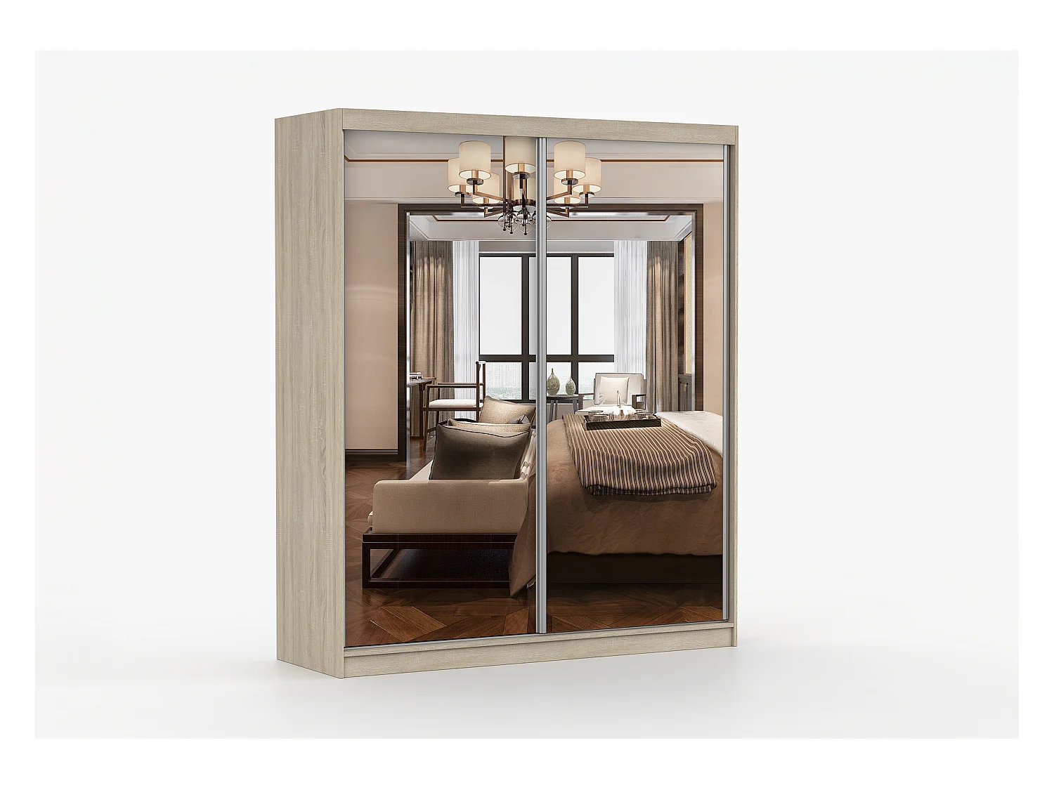 Armoire Solènea 183 cm avec miroir - Chêne