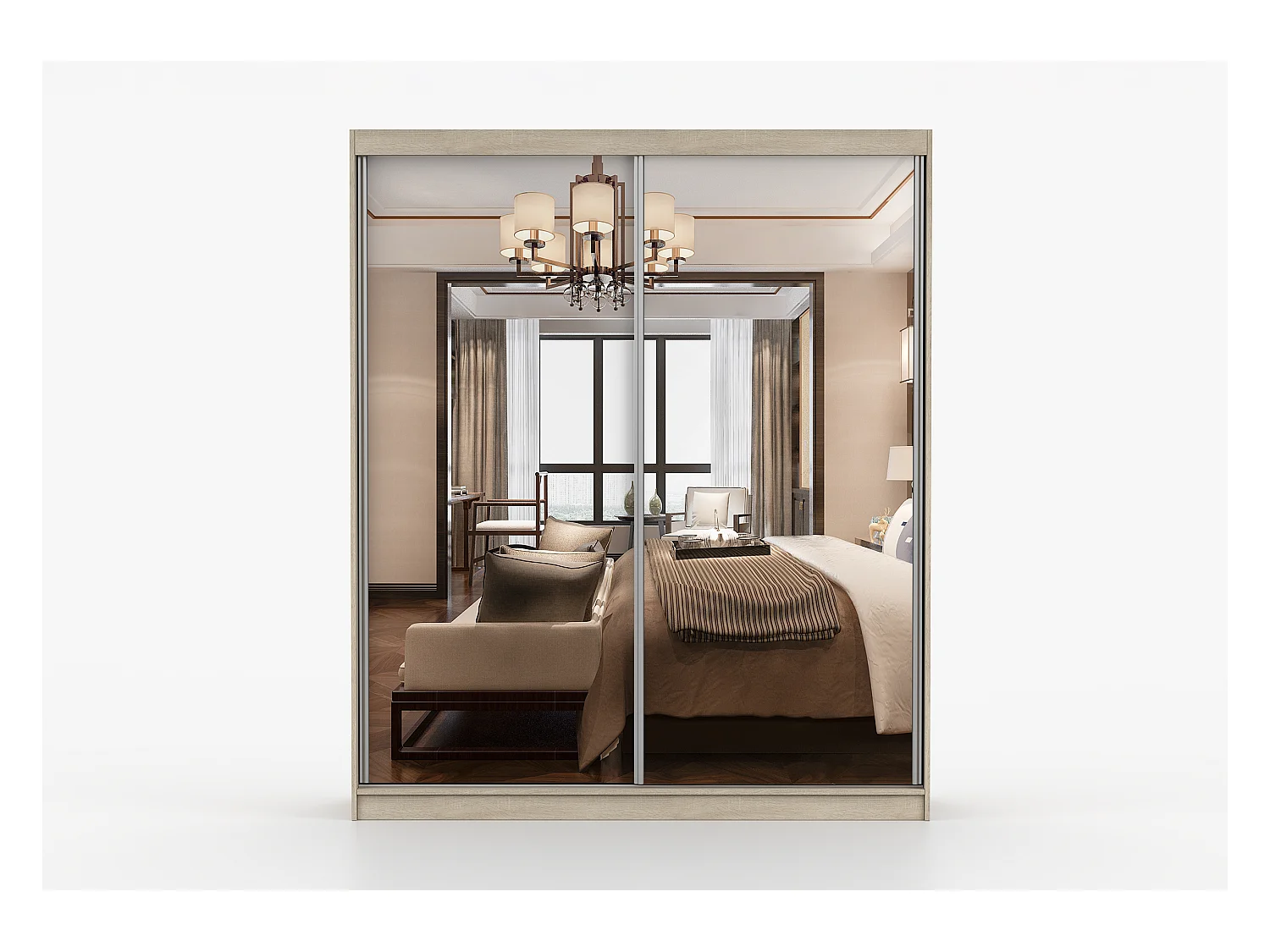 Armoire Solènea 183 cm avec miroir - Chêne