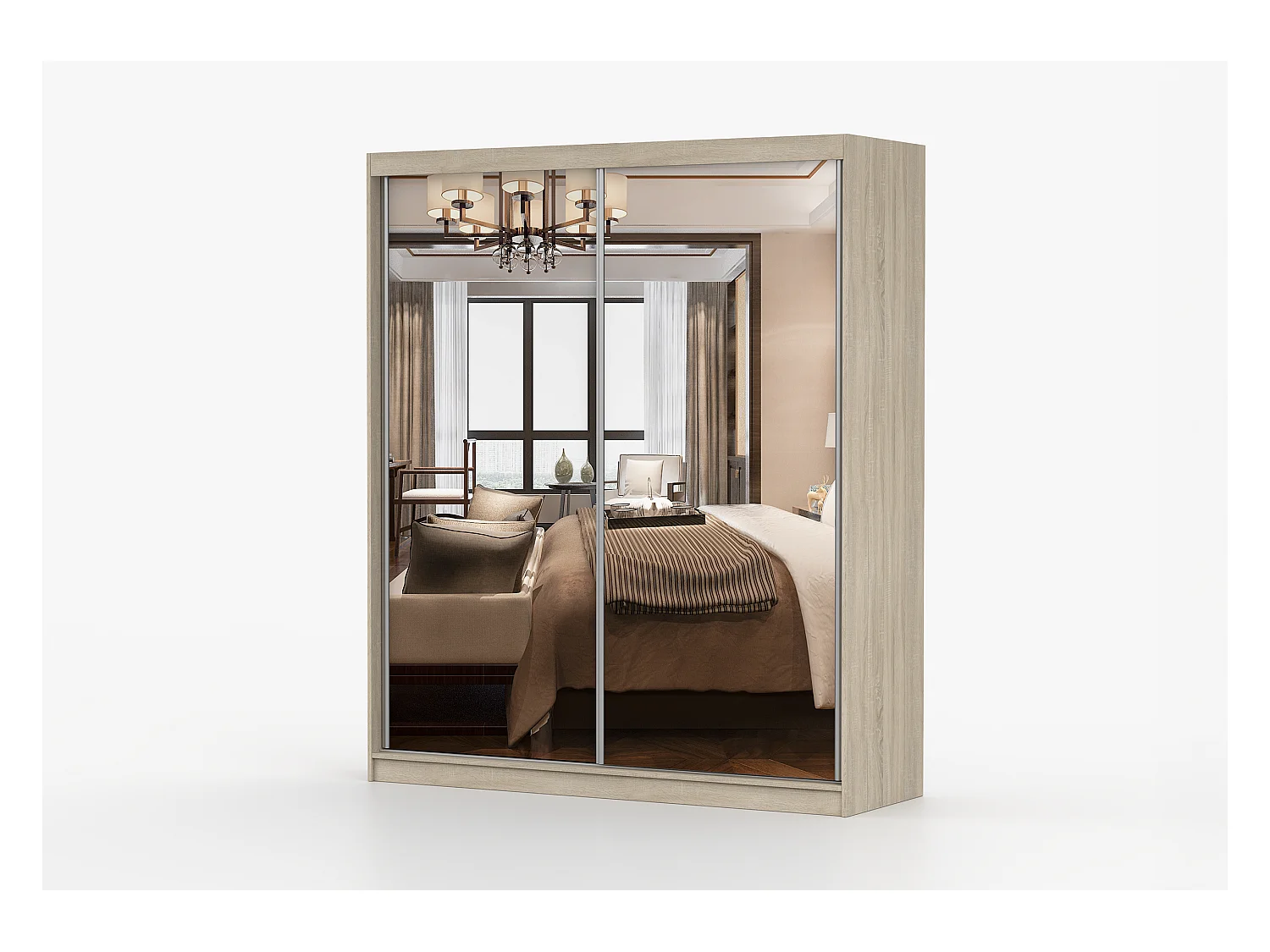 Armoire Solènea 183 cm avec miroir - Chêne