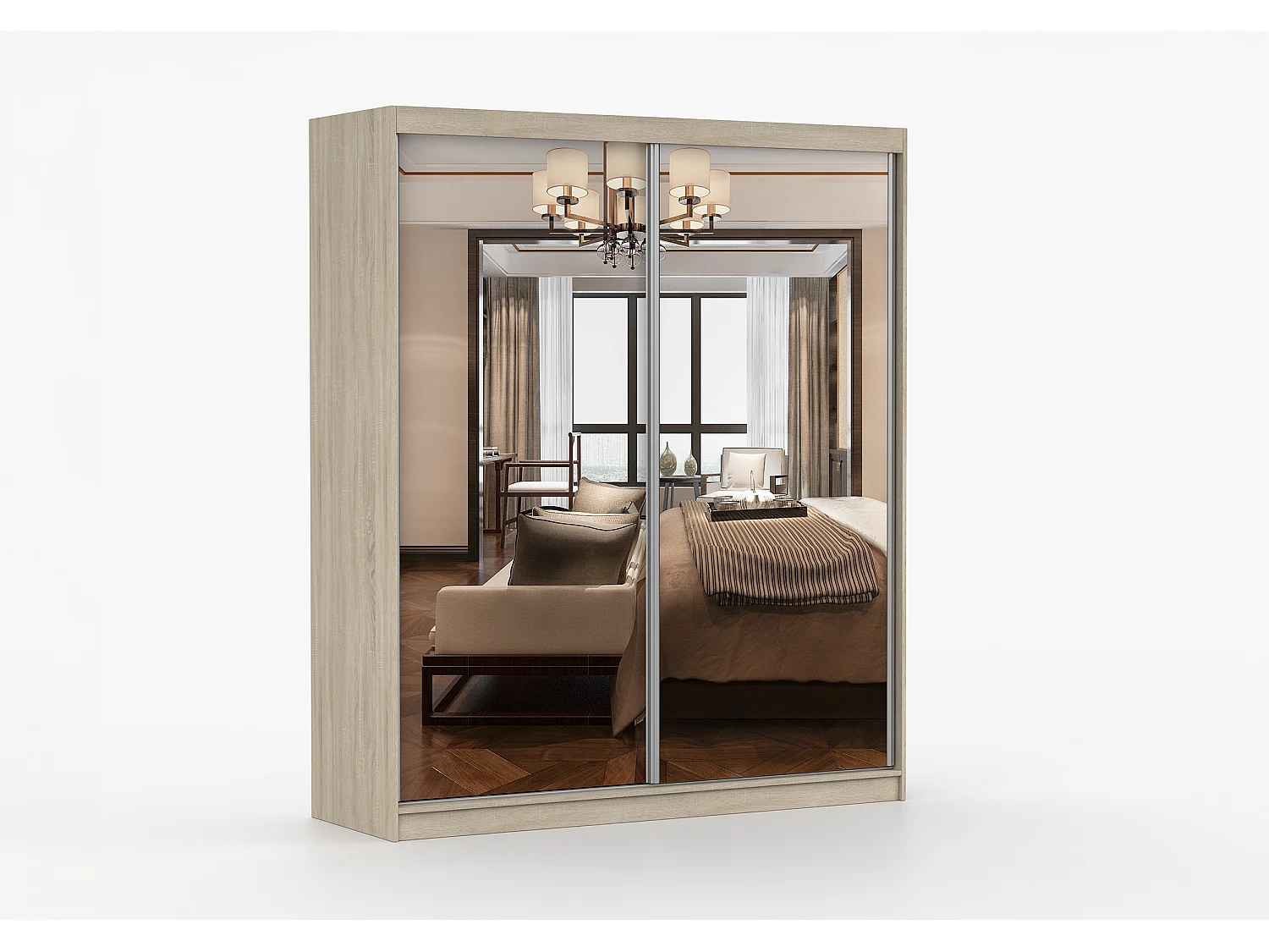 Armoire Solènea 183 cm avec miroir - Chêne