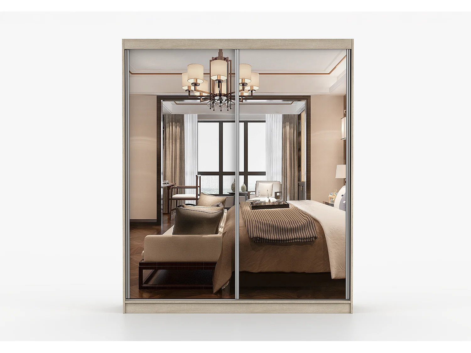 Armoire Solènea 183 cm avec miroir - Chêne