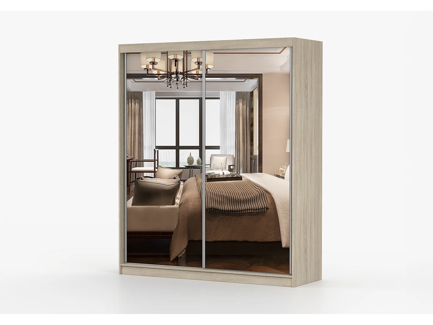 Armoire Solènea 183 cm avec miroir - Chêne