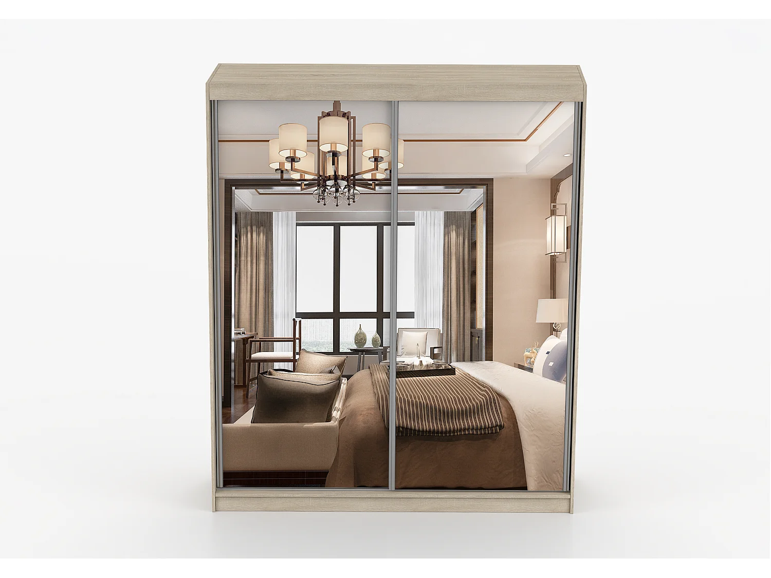 Armoire Solènea 183 cm avec miroir - Chêne