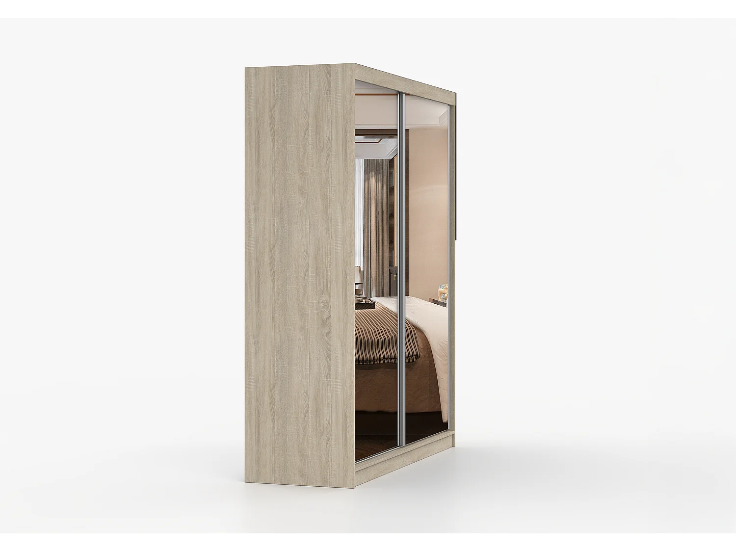 Armoire Solènea 183 cm avec miroir - Chêne