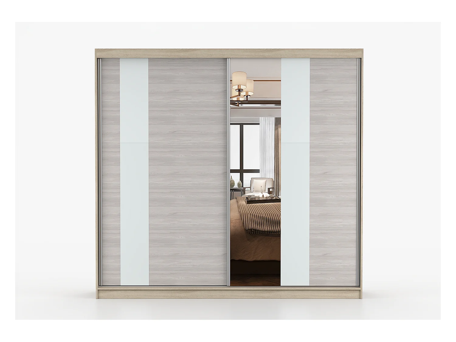 Armoire Rhéa 233 cm avec miroir - Chêne - Kathult