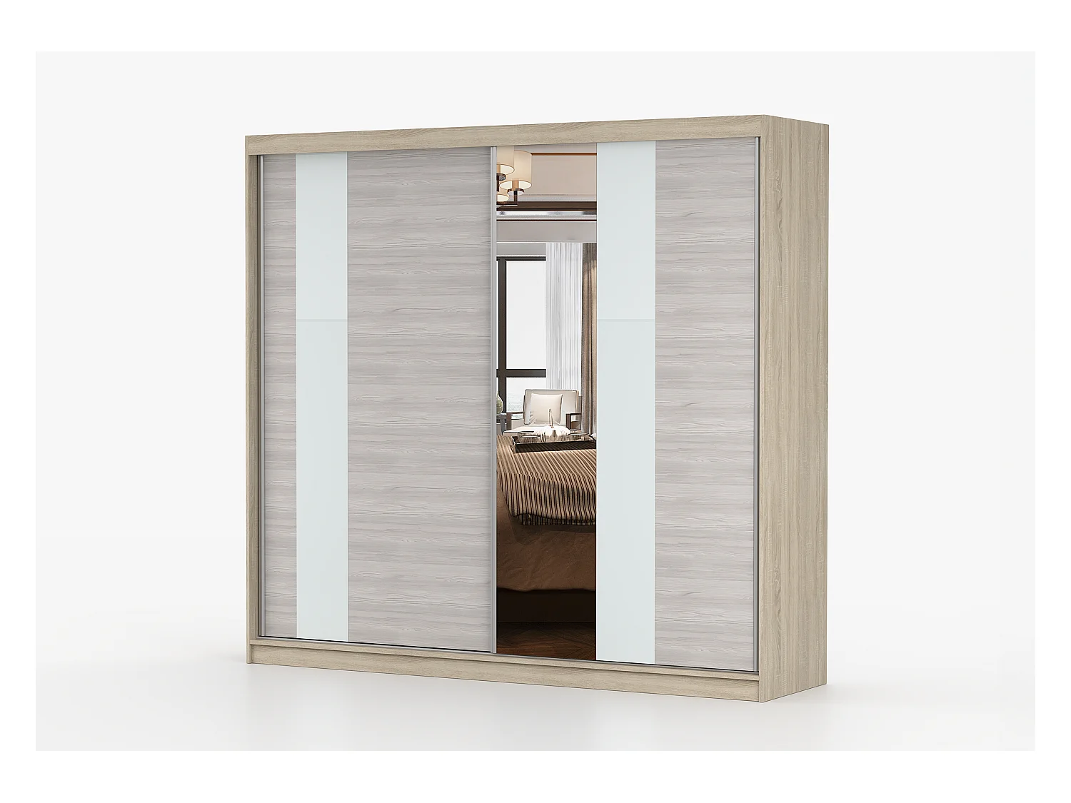 Armoire Rhéa 233 cm avec miroir - Chêne - Kathult