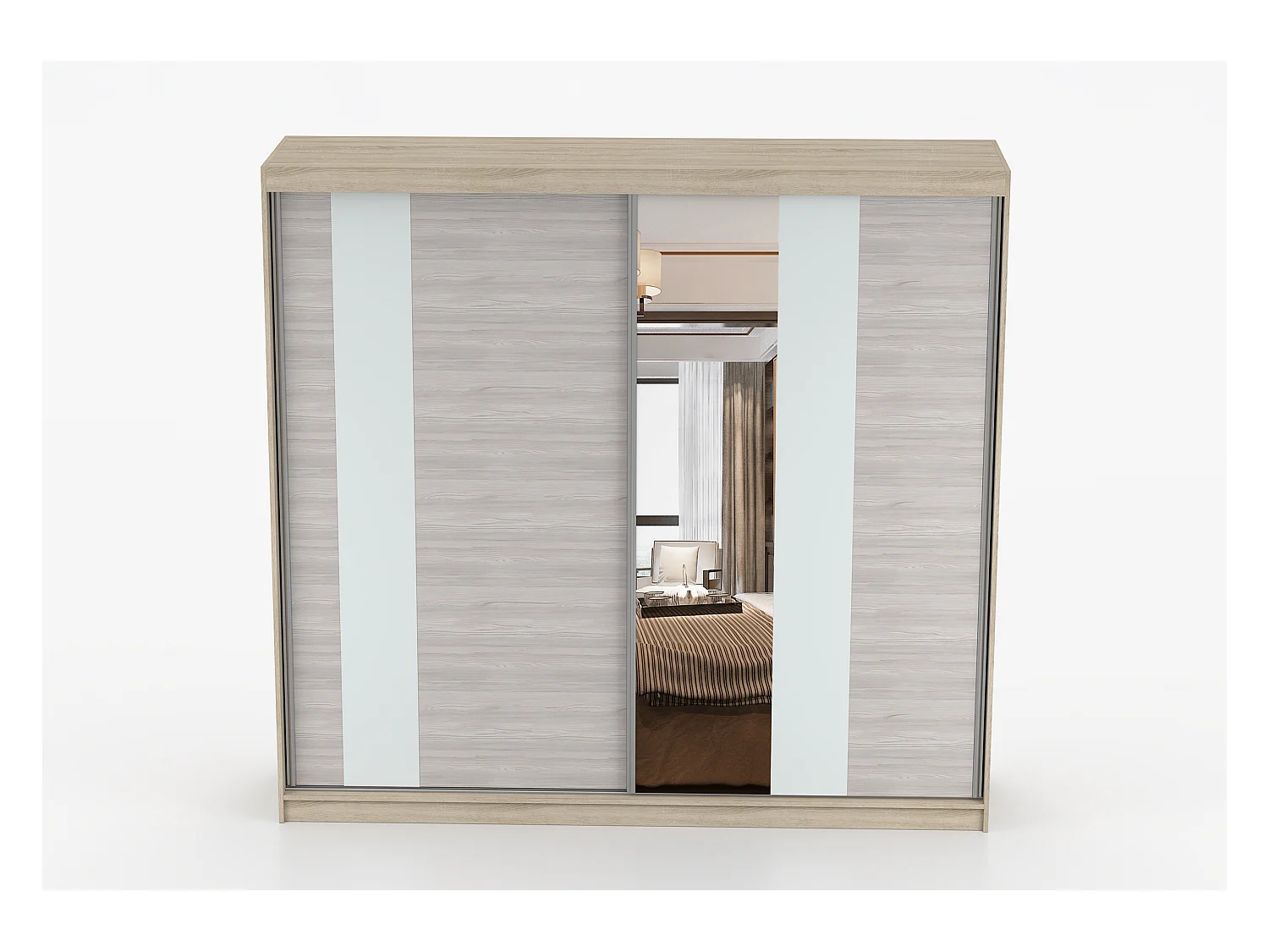 Armoire Rhéa 233 cm avec miroir - Chêne - Kathult
