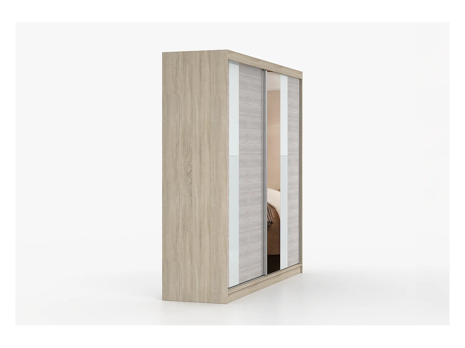 Armoire Rhéa 233 cm avec miroir - Chêne - Kathult