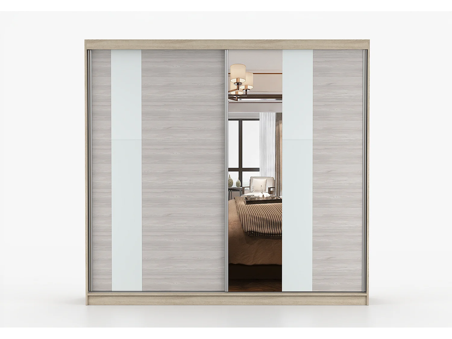 Armoire Rhéa 233 cm avec miroir - Chêne - Kathult