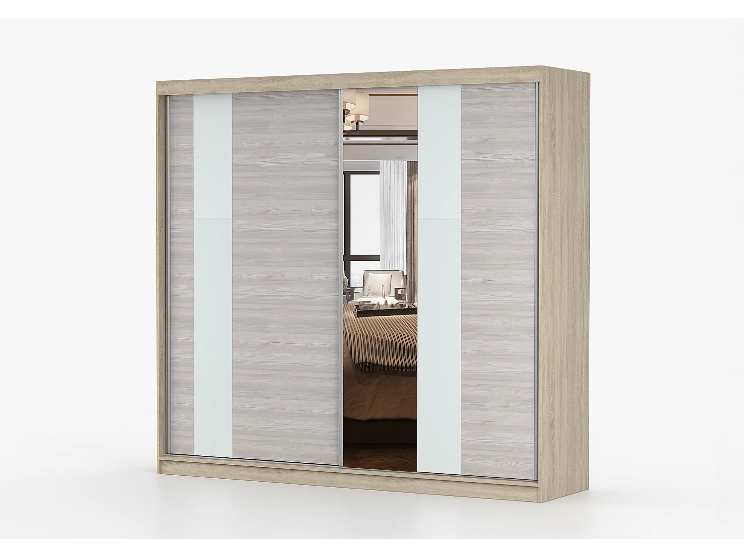 Armoire Rhéa 233 cm avec miroir - Chêne - Kathult