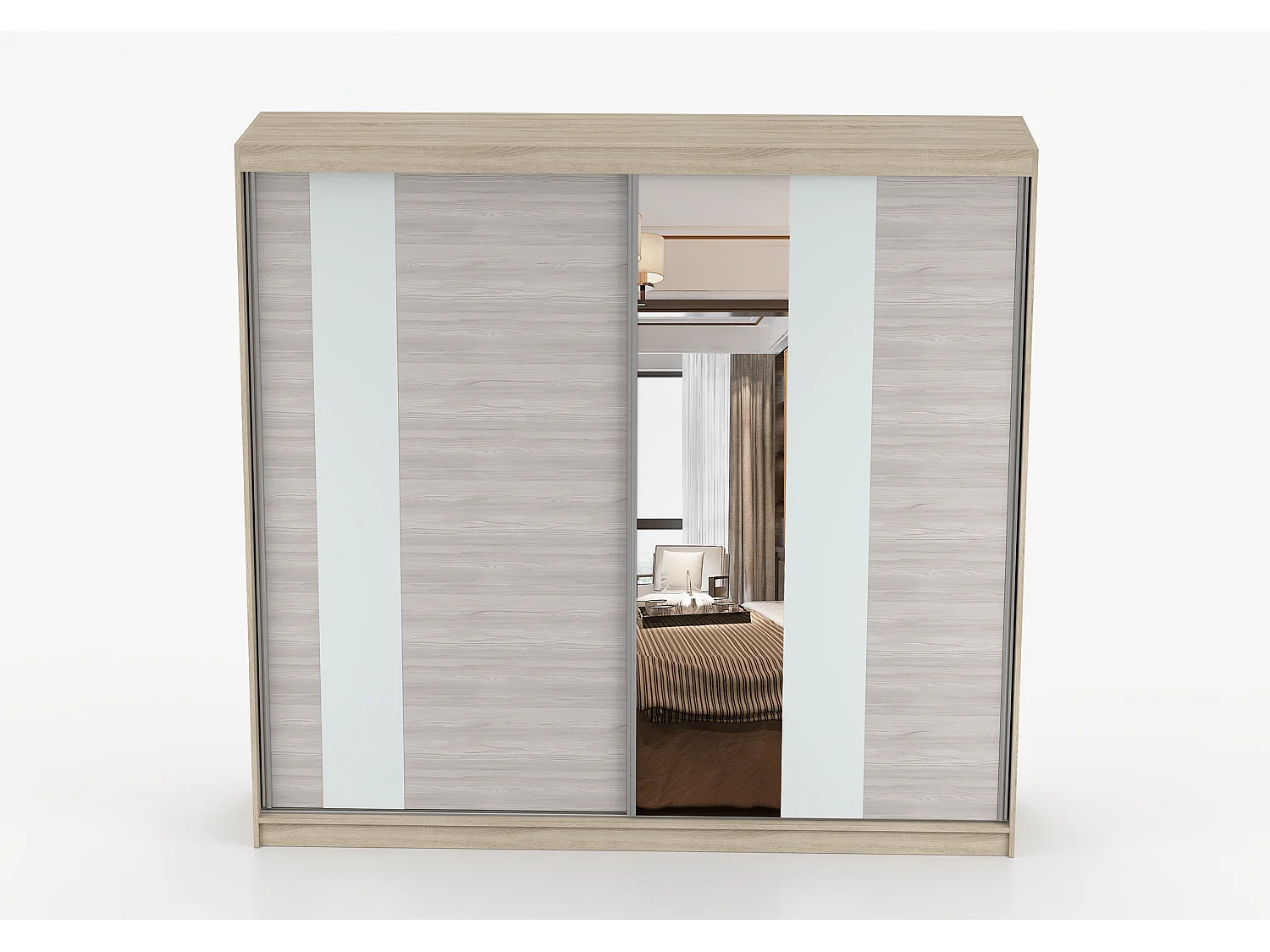 Armoire Rhéa 233 cm avec miroir - Chêne - Kathult