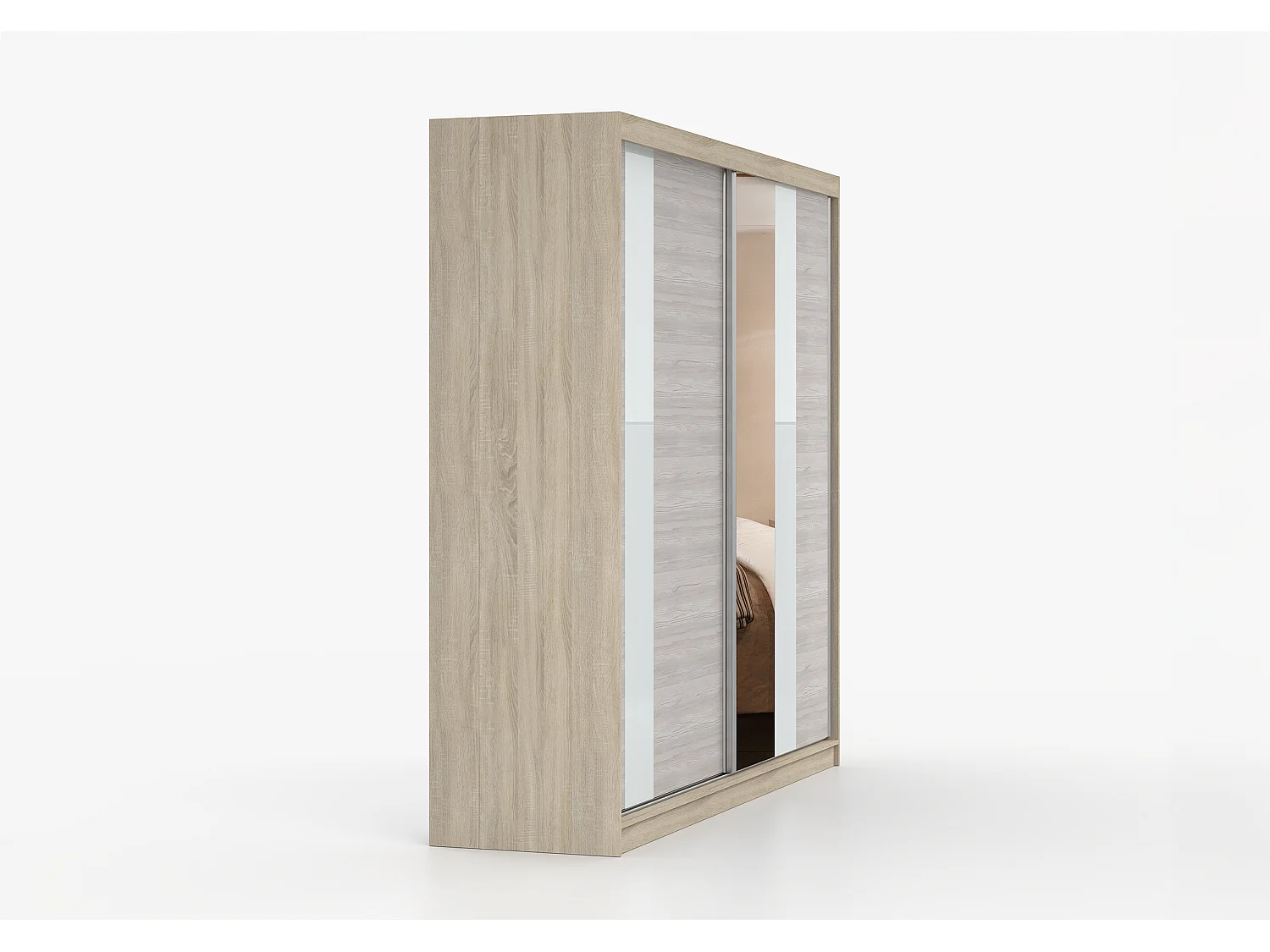 Armoire Rhéa 233 cm avec miroir - Chêne - Kathult