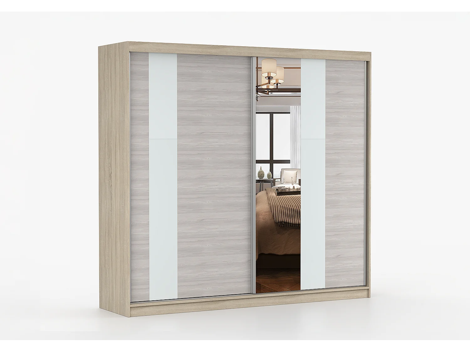 Armoire Rhéa 233 cm avec miroir - Chêne - Kathult