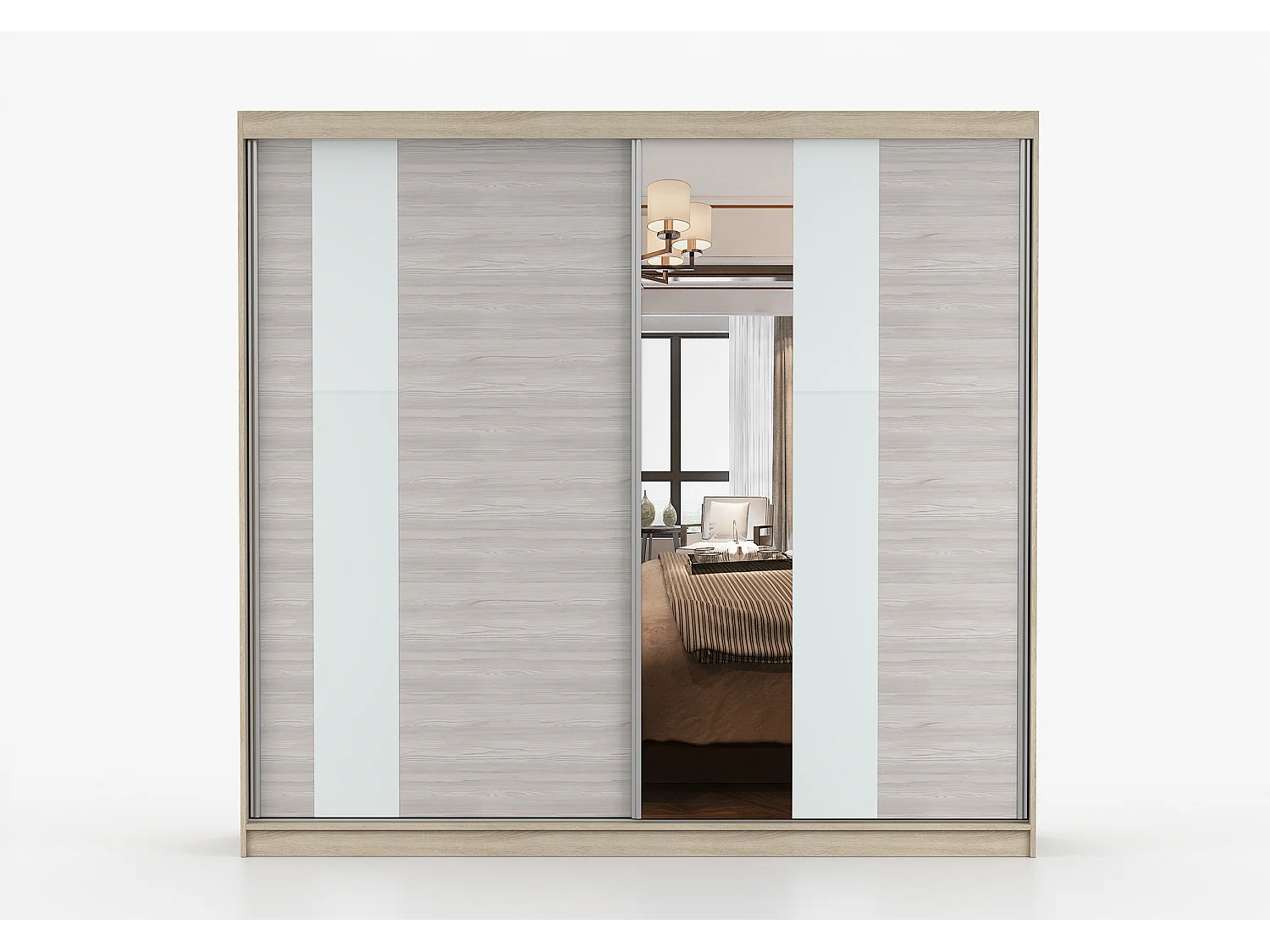 Armoire Rhéa 233 cm avec miroir - Chêne - Kathult