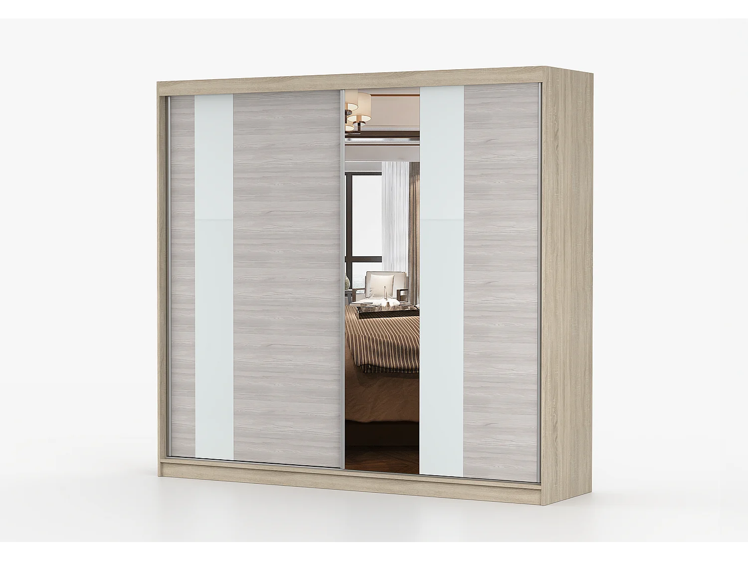 Armoire Rhéa 233 cm avec miroir - Chêne - Kathult