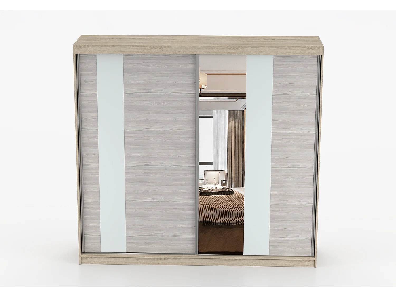 Armoire Rhéa 233 cm avec miroir - Chêne - Kathult
