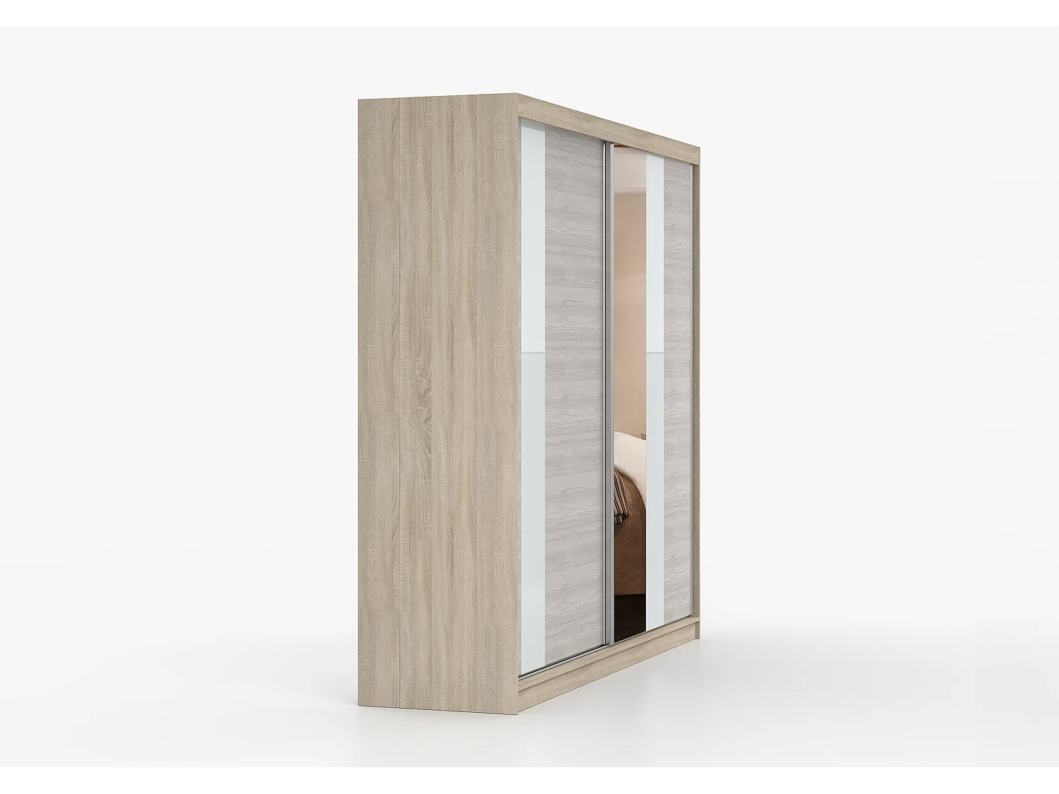 Armoire Rhéa 233 cm avec miroir - Chêne - Kathult