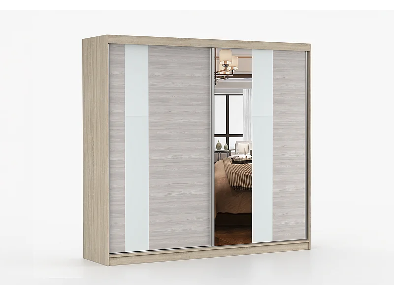 Armoire Rhéa 233 cm avec miroir - Chêne - Kathult