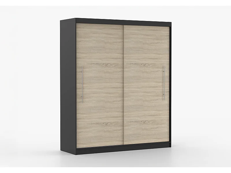 Armoire Miralys 203 cm - Noir - Chêne