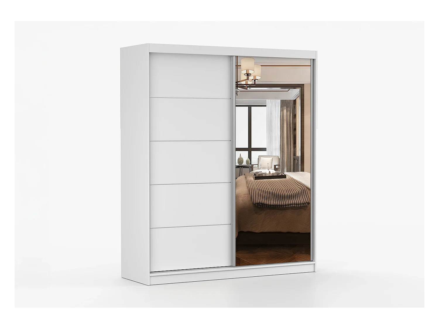 Armoire Ysalis 183 cm avec miroir - Blanc