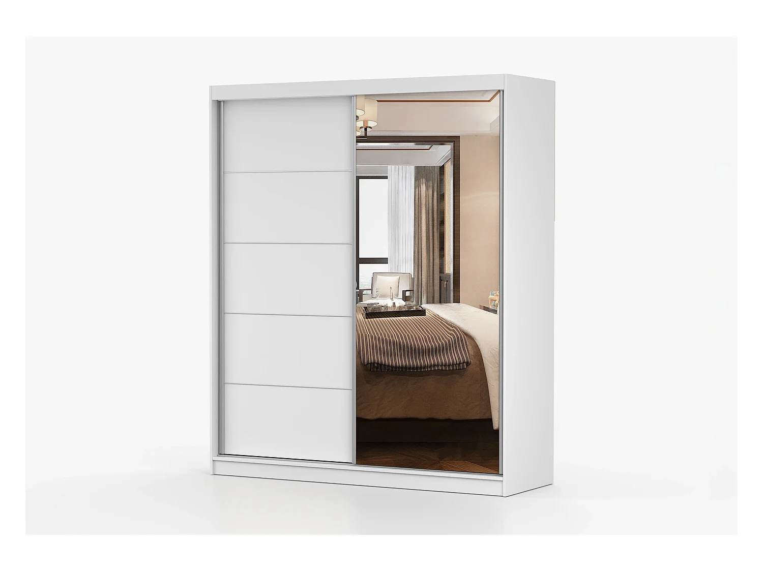 Armoire Ysalis 183 cm avec miroir - Blanc