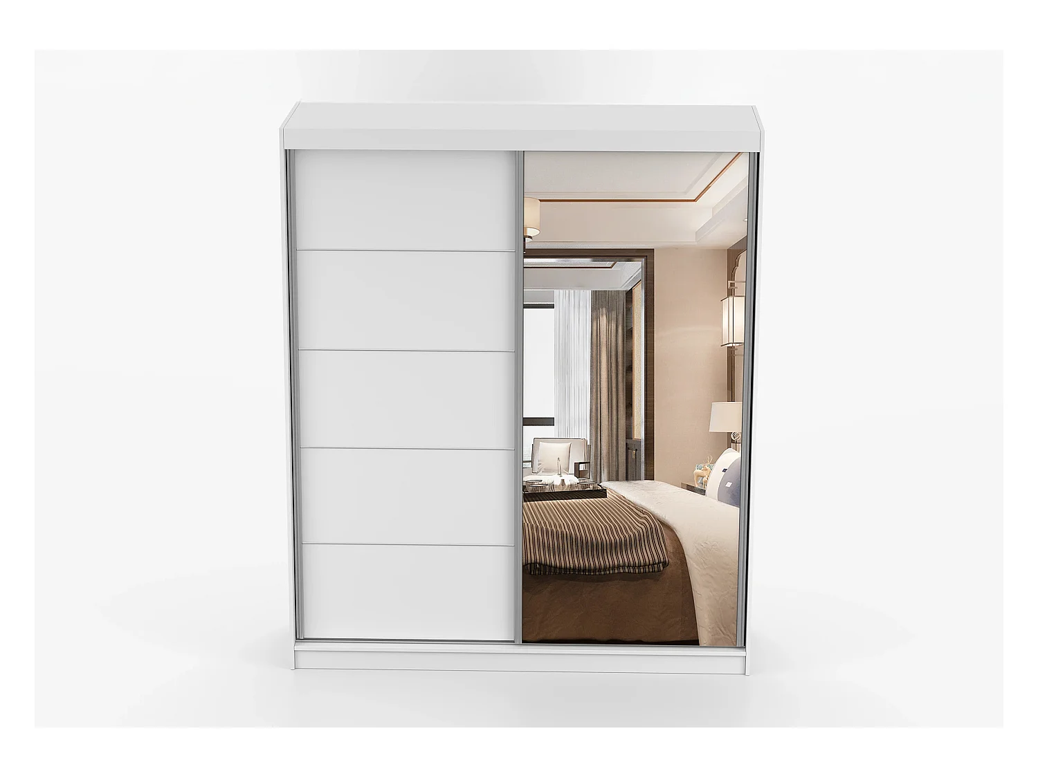 Armoire Ysalis 183 cm avec miroir - Blanc
