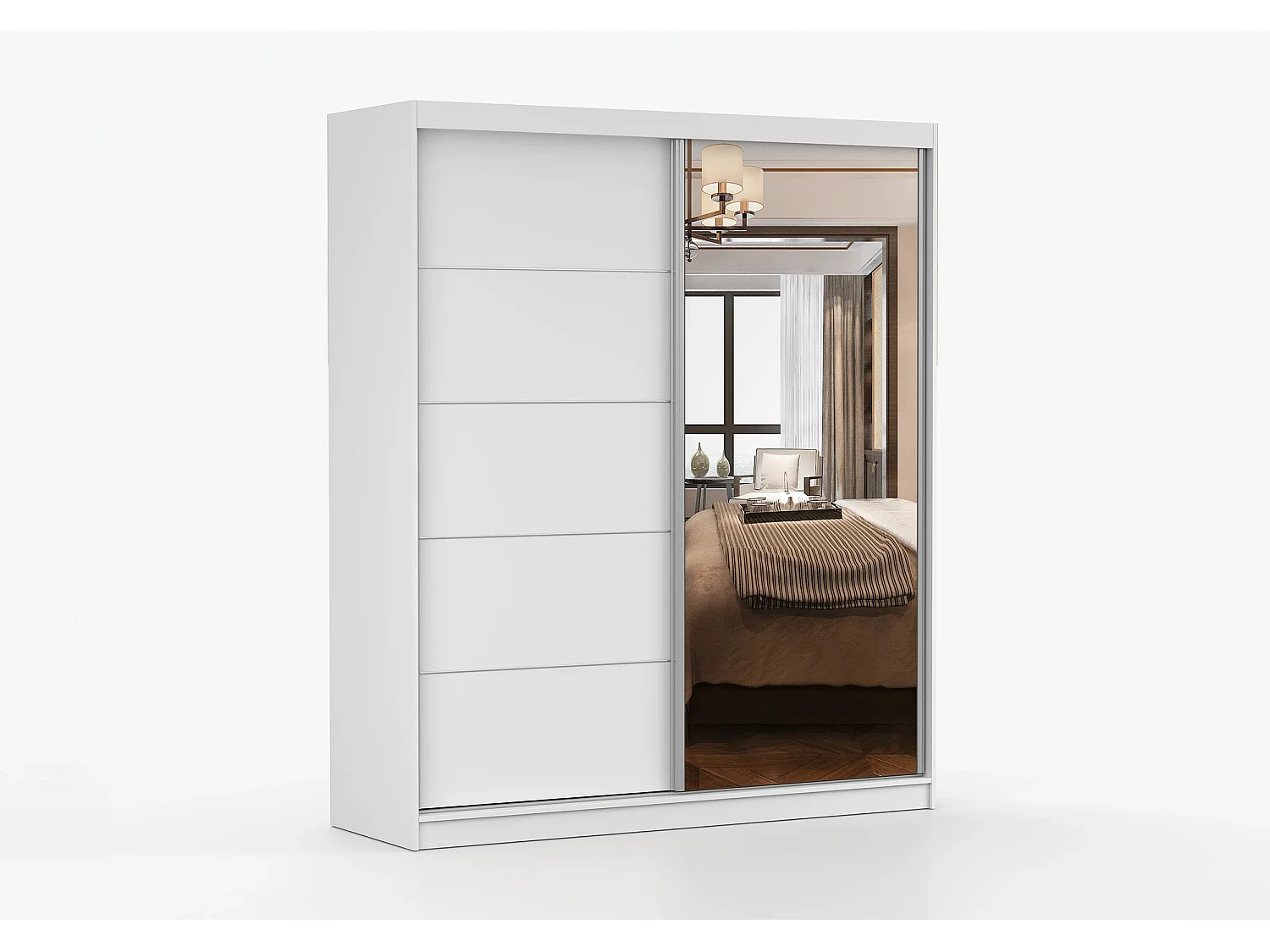 Armoire Ysalis 183 cm avec miroir - Blanc