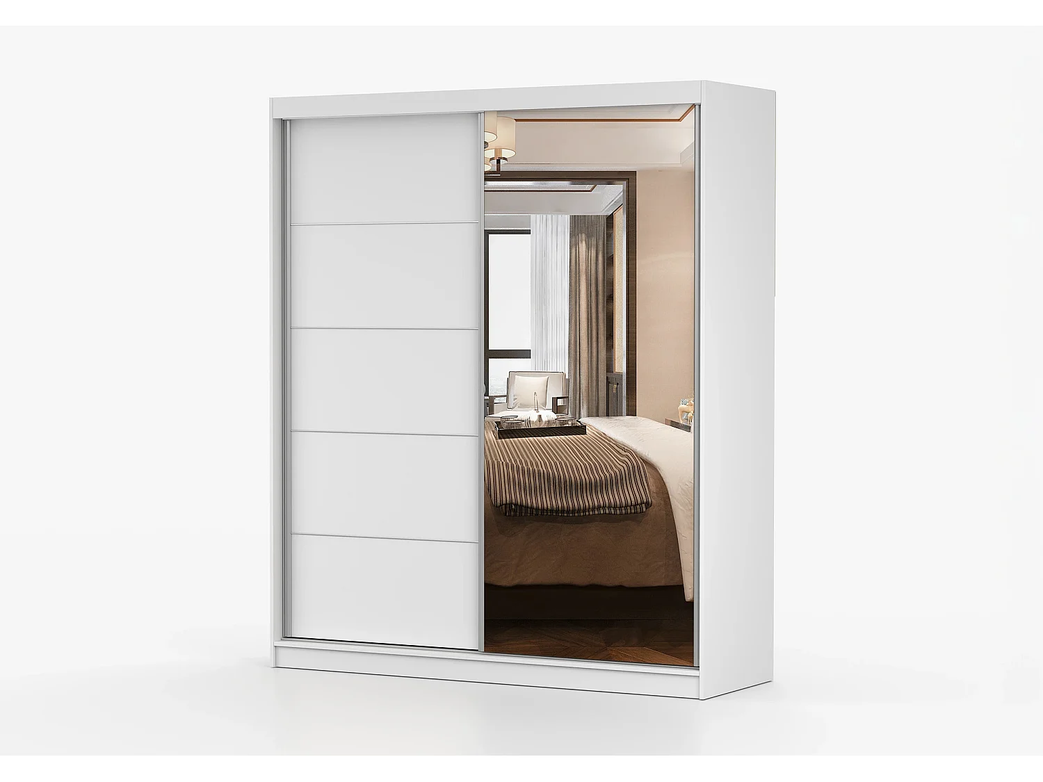 Armoire Ysalis 183 cm avec miroir - Blanc