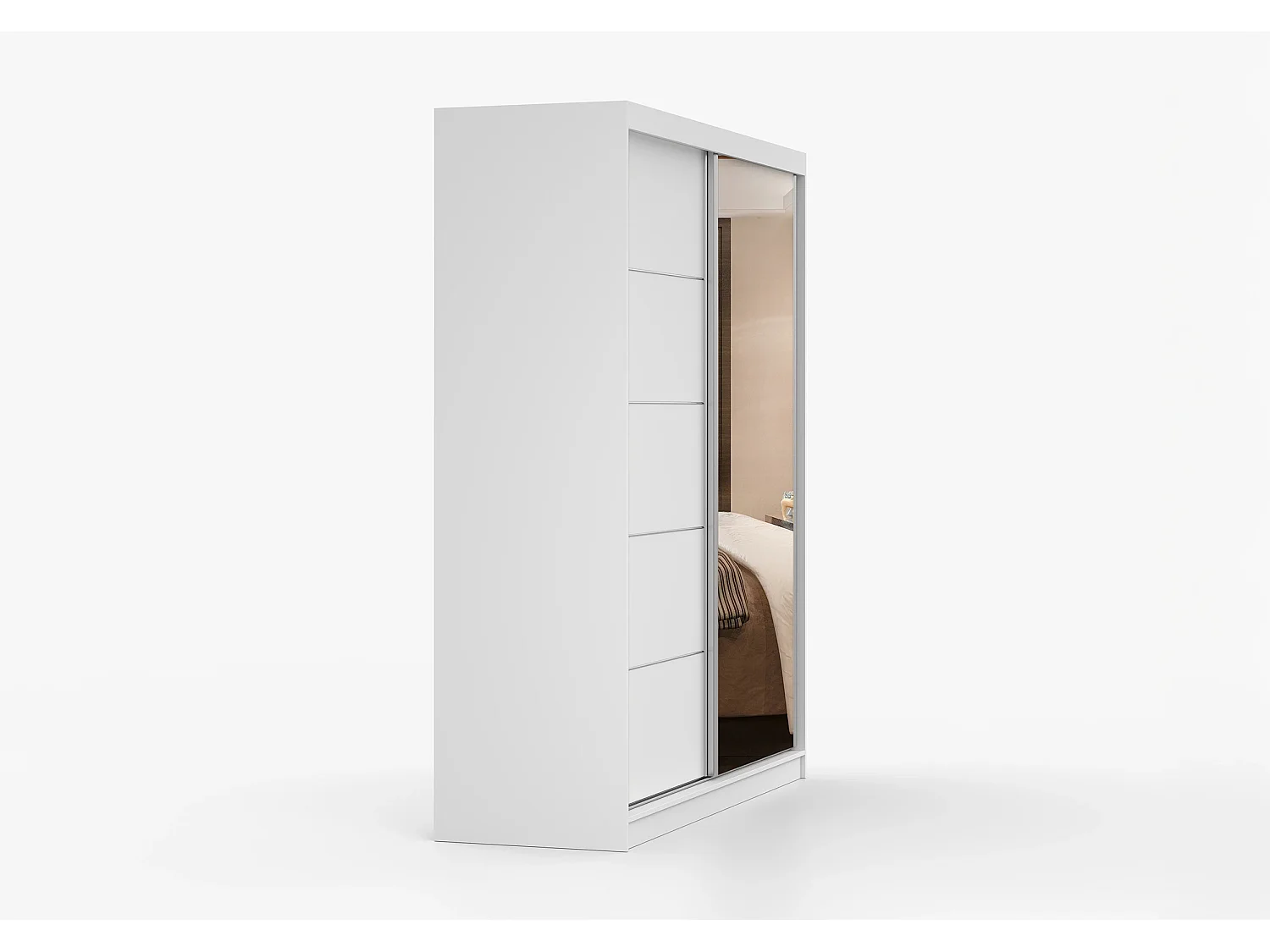 Armoire Ysalis 183 cm avec miroir - Blanc