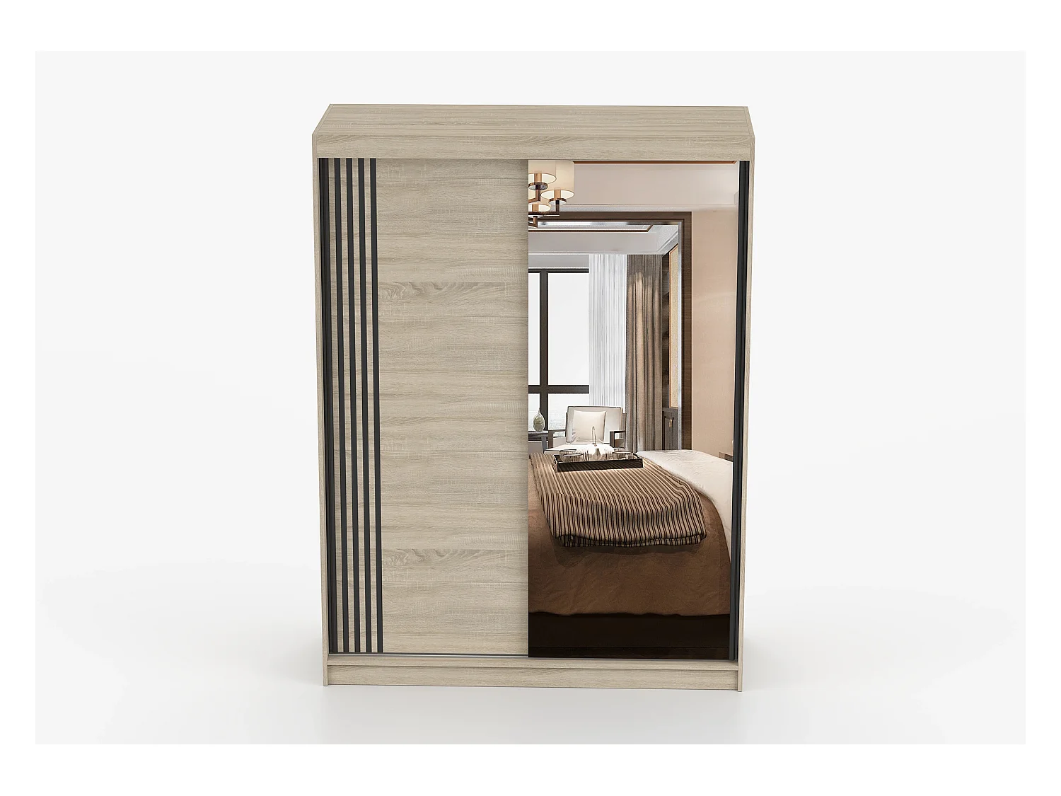 Armoire Elowen 150 cm avec miroir - Chêne