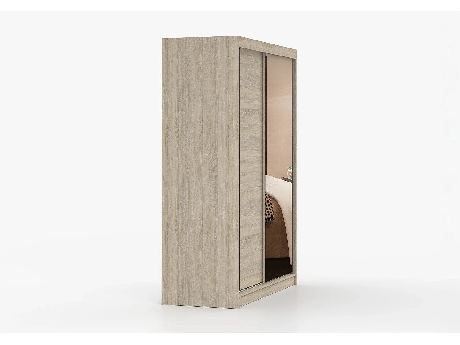 Armoire Elowen 150 cm avec miroir - Chêne
