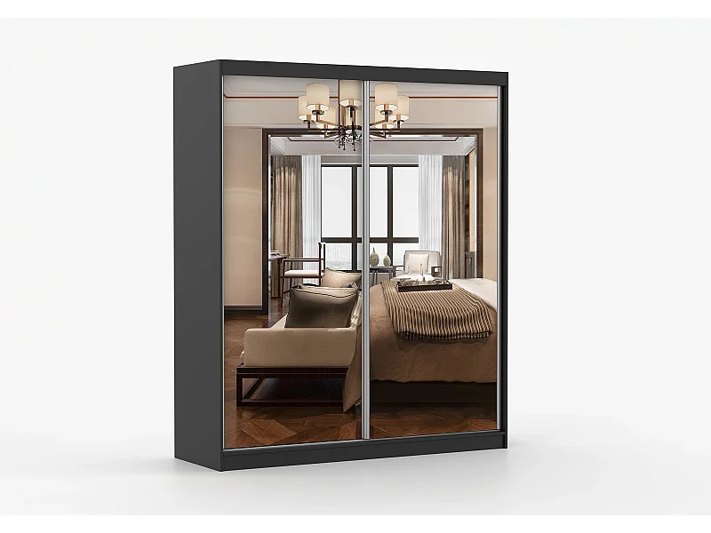 Armoire Solènea 183 cm avec miroir - Noir