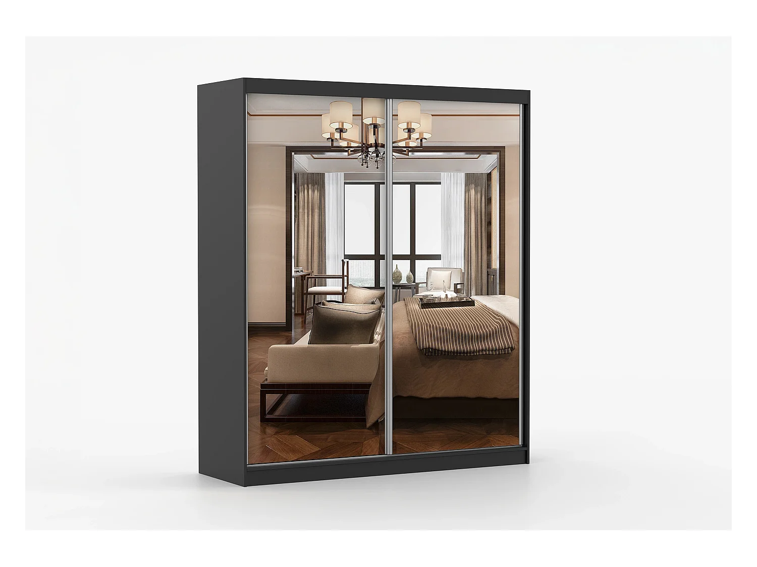 Armoire Solènea 183 cm avec miroir - Noir