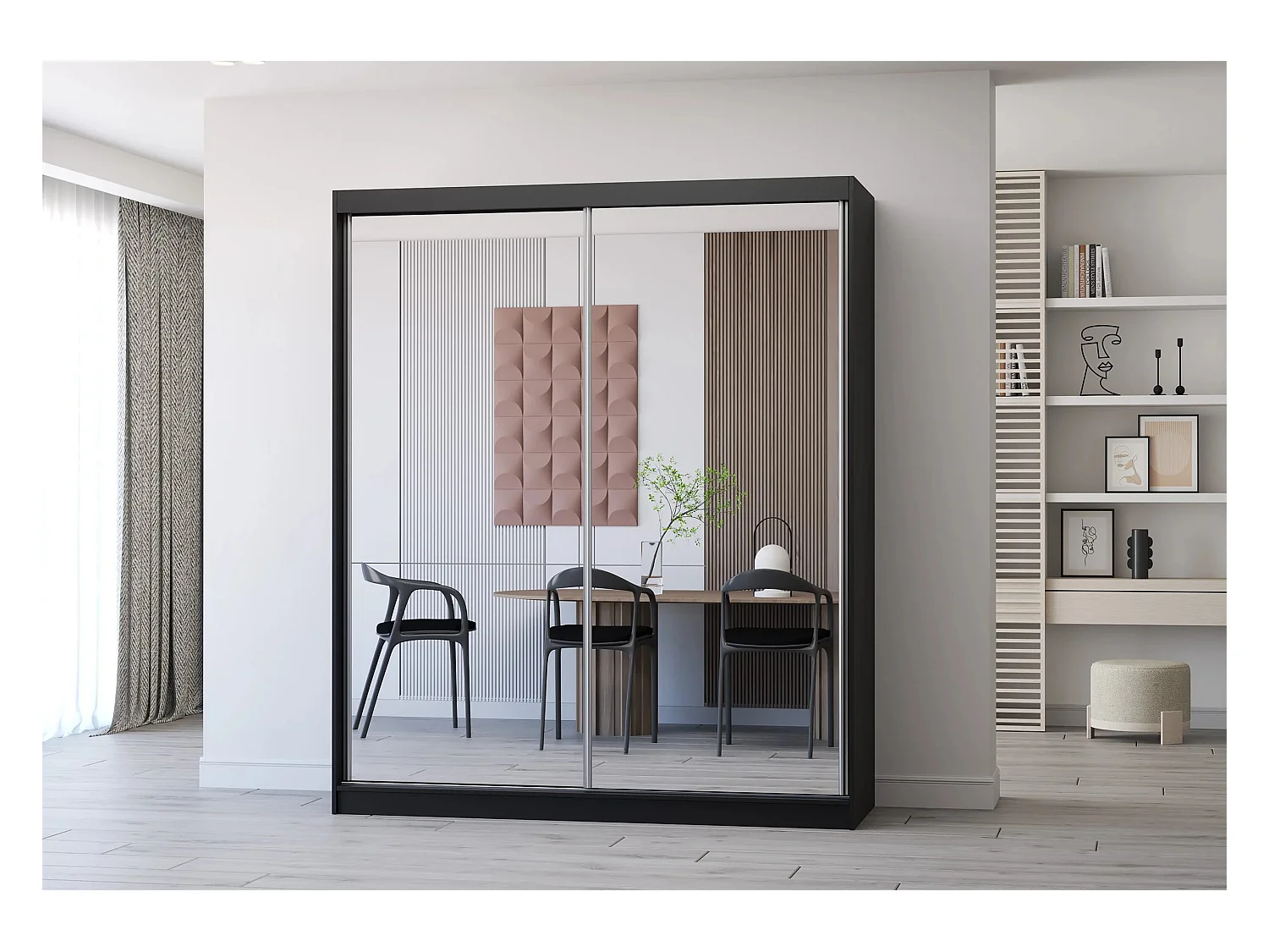 Armoire Solènea 183 cm avec miroir - Noir